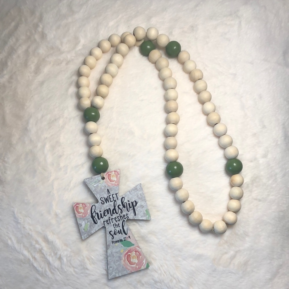 Handmade Wooden Rosary Garland.